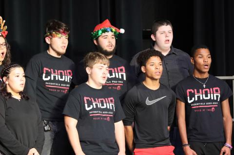 Brownfield Choir performed Tuesday night before the boys basketball at the BHS commons. Middle School and High School students performed a variety of Christmas songs for family, friends and administrators
