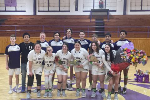 Meadow basketball seniors honored before Friday night’s game (Mandy Contreras)