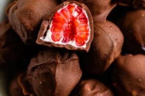 Chocolate Covered Frozen Raspberries